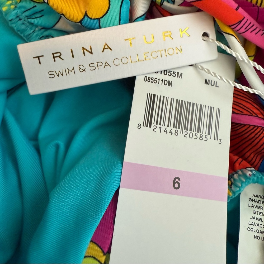 Trina Turk Red and Yellow One Piece Swimsuit - Picture 12 of 12